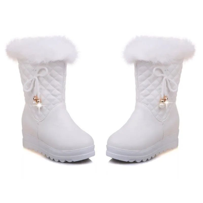 Winter Warm Snow Boots Girl's Fur Lined Boots PU Leather Waterproof Boot