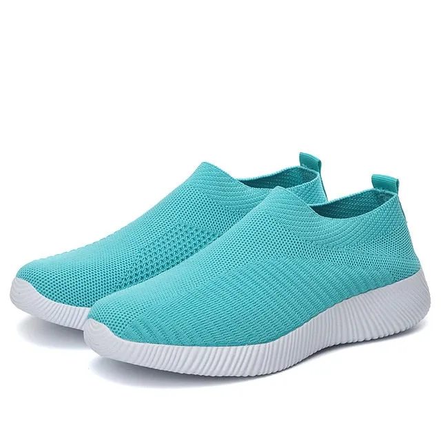 Women Flats Sneakers Crystal Fashion Bling Sneakers Casual Slip On Sock Trainers Summer Women Vulcanize Shoe Zapatillas Mujer