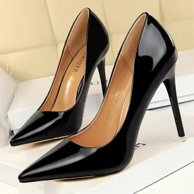 Women Pumps Patent Leather High Heels Shoes Women Basic Pump Wedding Shoes