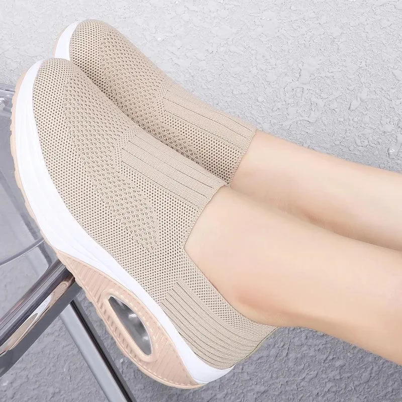 Women's Breathable Vulcanized Sneakers Platform Flat