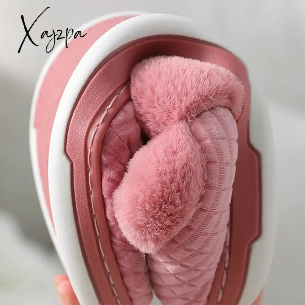 Xajzpa - Winter Slippers for Men Plus Size 47 Suede Gingham Fluffy House Slippers Memory Foam Male Home Slippers Soft Antiskid Hot Sale