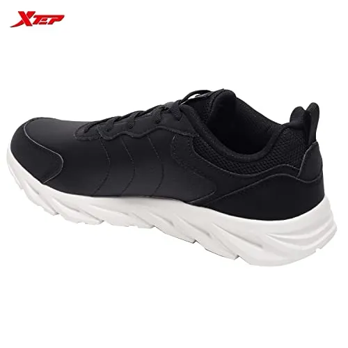 XTEP Women's Black Synthetic Leather Upper IPR Sole Sports Running Shoes