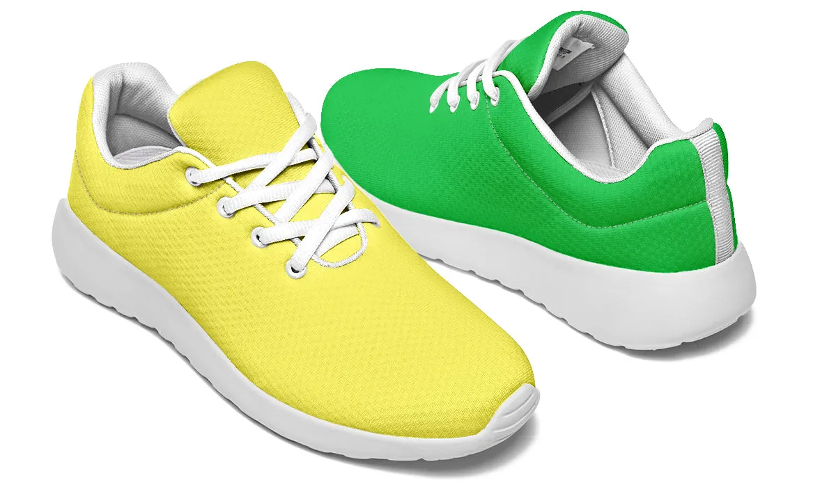 Yellow And Green Mismatch Sneakers